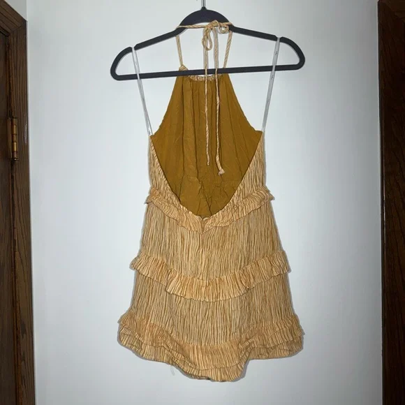 Lulu's Downright Darling Yellow Backless Ruffle Halter Mini Dress Sundress Chic - Picture 5 of 7